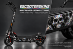NIGHT REAPER – Holo-Effekt simuliert; +24,99 EUR Aufpreis. Digitale Materialsimulation, keine physische Druckprobe. Nur Body-Skin; Trittbrett und Felgenaufkleber separat; Scooter nicht enthalten.