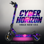 VMAX NEW VX4 SKIN | CYBER HORIZON – Studiofoto mit Licht in der Skinfarbe; Scooter und Beleuchtung separat erhältlich