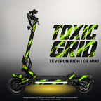 TEVERUN FIGHTER MINI / PRO SKIN | TOXIC GRID – Designvisualisierung mit Licht in der Skinfarbe; Scooter nicht enthalten, Beleuchtung separat erhältlich