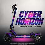 TEVERUN FIGHTER MINI / PRO SKIN | CYBER HORIZON – Designvisualisierung mit Licht in der Skinfarbe; Scooter nicht enthalten, Beleuchtung separat erhältlich