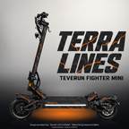 TEVERUN FIGHTER MINI / PRO SKIN | TERRA LINES – Designvisualisierung mit Licht in der Skinfarbe; Scooter nicht enthalten, Beleuchtung separat erhältlich