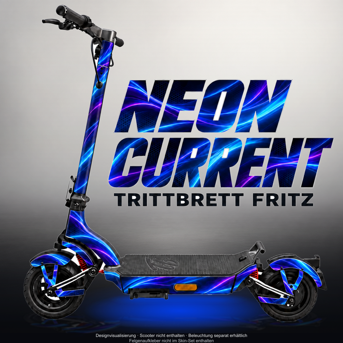 TRITTBRETT FRITZ SKIN | NEON CURRENT – Designvisualisierung mit Licht in der Skinfarbe; Scooter nicht enthalten, Beleuchtung separat erhältlich