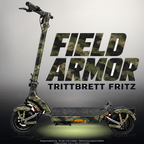 TRITTBRETT FRITZ SKIN | FIELD ARMOR – Designvisualisierung mit Licht in der Skinfarbe; Scooter nicht enthalten, Beleuchtung separat erhältlich