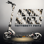 TRITTBRETT FRITZ SKIN | AURUM MARBLE – Designvisualisierung mit Licht in der Skinfarbe; Scooter nicht enthalten, Beleuchtung separat erhältlich