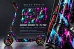 SEGWAY NINEBOT F3 / F3 PRO SKIN | NEON DRIP – Holo-Effekt simuliert; +24,99 EUR Aufpreis. Digitale Materialsimulation, keine physische Druckprobe. Nur Body-Skin; Trittbrett und Felgenaufkleber separat; Scooter nicht enthalten.
