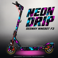 SEGWAY NINEBOT F3 / F3 PRO SKIN | NEON DRIP – Studiofoto mit Licht in der Skinfarbe; Scooter und Beleuchtung separat erhältlich
