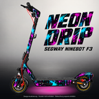 SEGWAY NINEBOT F3 / F3 PRO SKIN | NEON DRIP – Studiofoto mit Licht in der Skinfarbe; Scooter und Beleuchtung separat erhältlich