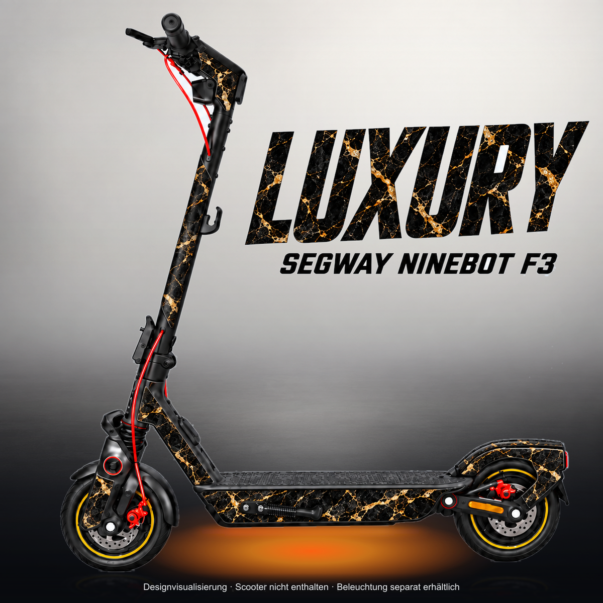 SEGWAY NINEBOT F3 / F3 PRO SKIN | LUXURY – Studiofoto mit Licht in der Skinfarbe; Scooter und Beleuchtung separat erhältlich