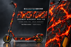 SEGWAY NINEBOT G2 MAX SKIN | FIRESTORM – Holo-Effekt simuliert; +24,99 EUR Aufpreis. Digitale Materialsimulation, keine physische Druckprobe. Nur Body-Skin; Trittbrett und Felgenaufkleber separat; Scooter nicht enthalten.