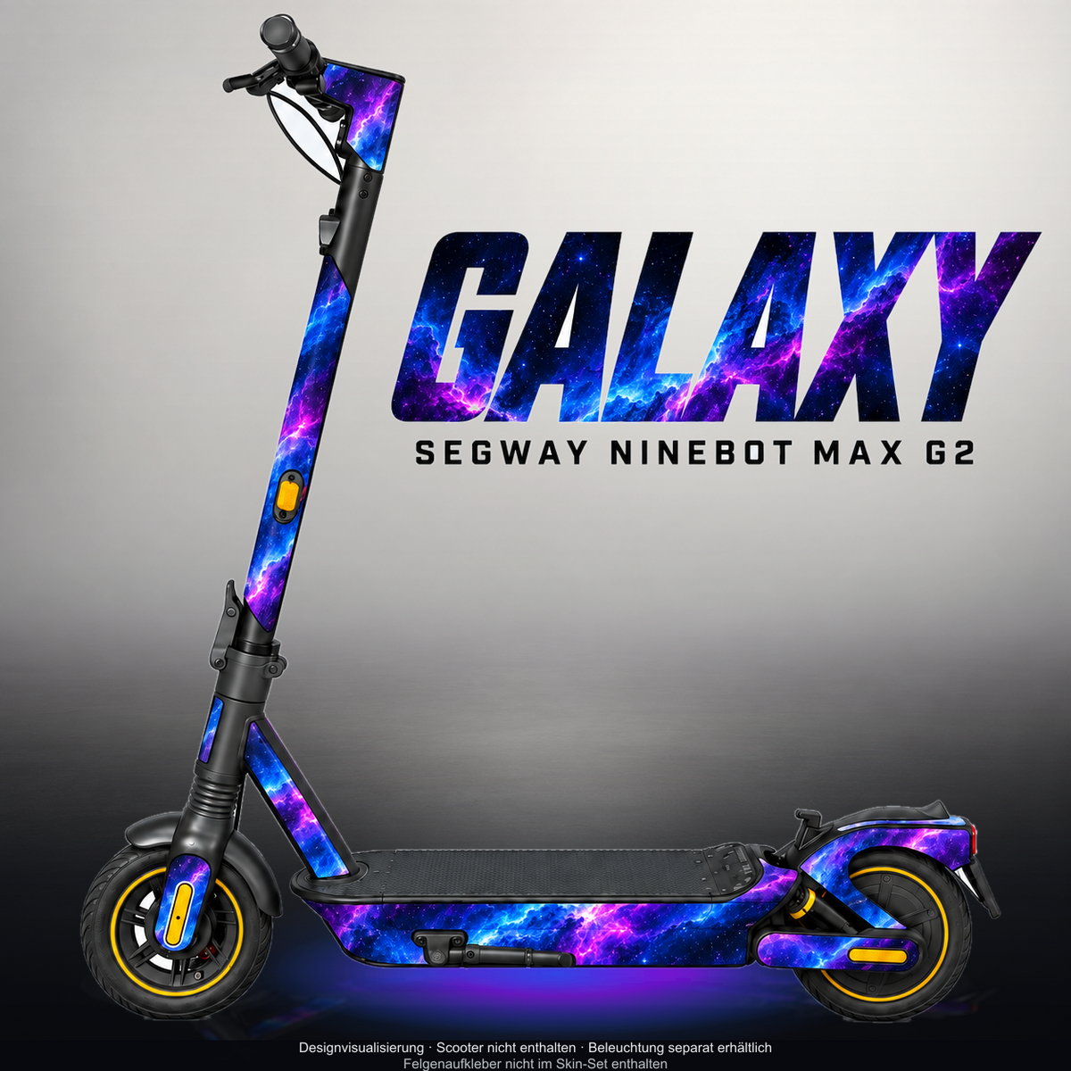 SEGWAY NINEBOT G2 MAX SKIN | GALAXY – Designvisualisierung mit Licht in der Skinfarbe; Scooter nicht enthalten, Beleuchtung separat erhältlich