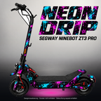 SEGWAY NINEBOT ZT3 PRO / ZT3 PRO D SKIN | NEON DRIP – Studiofoto mit Licht in der Skinfarbe; Scooter und Beleuchtung separat erhältlich