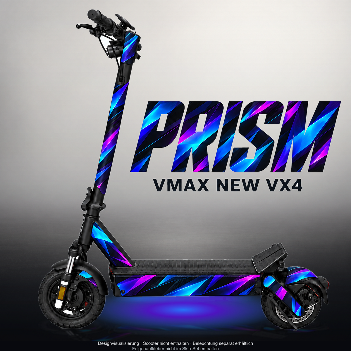 VMAX NEW VX4 SKIN | PRISM – Designvisualisierung mit Licht in der Skinfarbe; Scooter nicht enthalten, Beleuchtung separat erhältlich
