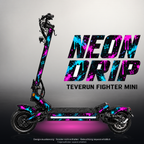 TEVERUN FIGHTER MINI / PRO SKIN | NEON DRIP – Designvisualisierung mit Licht in der Skinfarbe; Scooter nicht enthalten, Beleuchtung separat erhältlich