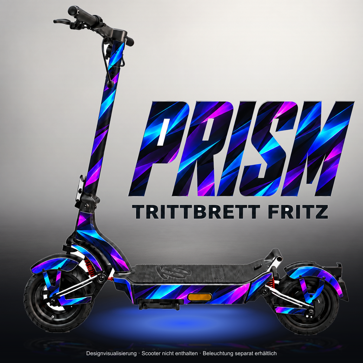 TRITTBRETT FRITZ SKIN | PRISM – Studiofoto mit Licht in der Skinfarbe; Scooter und Beleuchtung separat erhältlich