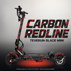 TEVERUN BLADE MINI / PRO / ULTRA SKIN | CARBON REDLINE – Designvisualisierung mit Licht in der Skinfarbe; Scooter nicht enthalten, Beleuchtung separat erhältlich