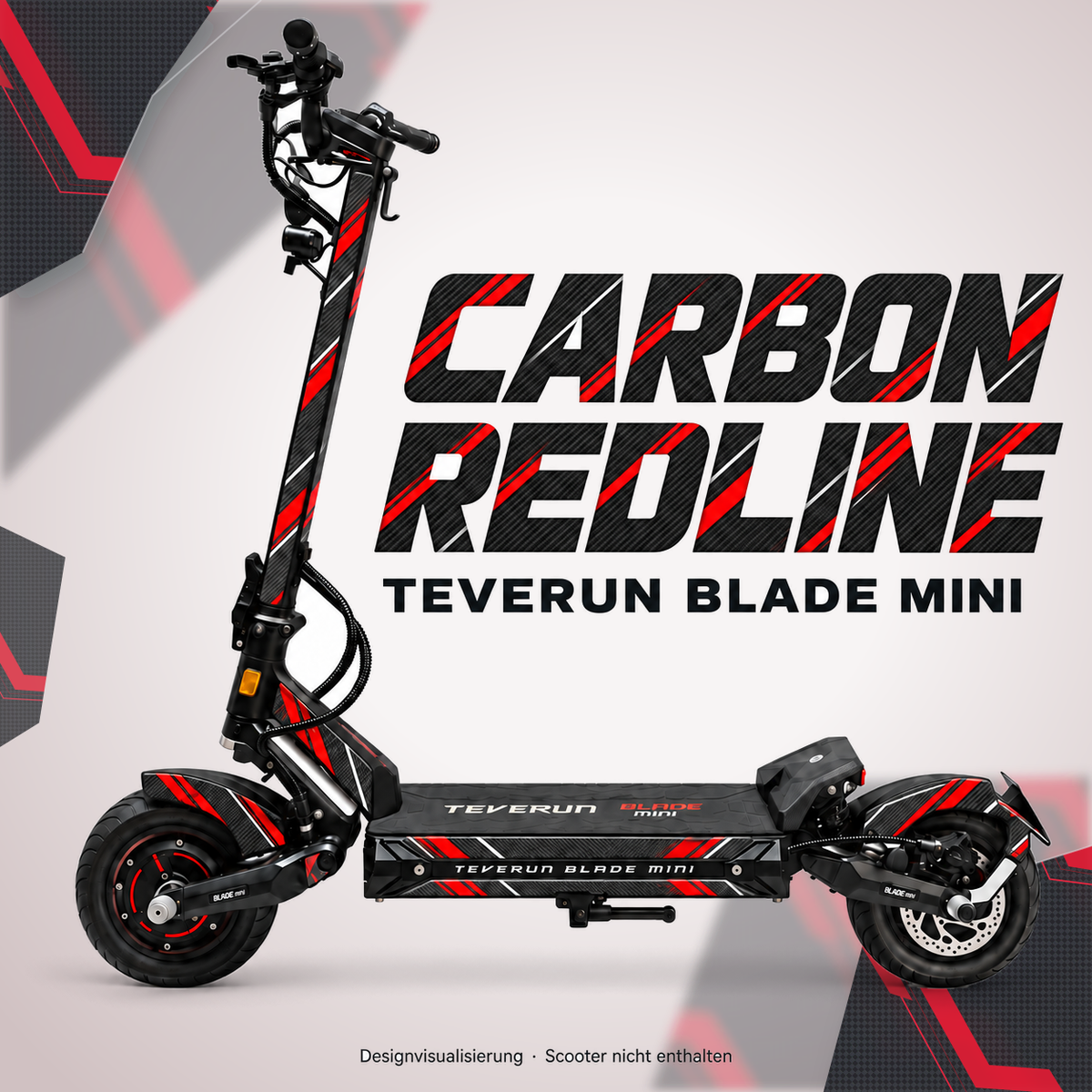 Teverun Blade Mini Skin CARBON REDLINE – Designvorschau mit Designname