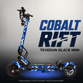TEVERUN BLADE MINI / PRO / ULTRA SKIN | COBALT RIFT – Designvisualisierung mit Licht in der Skinfarbe; Scooter nicht enthalten, Beleuchtung separat erhältlich