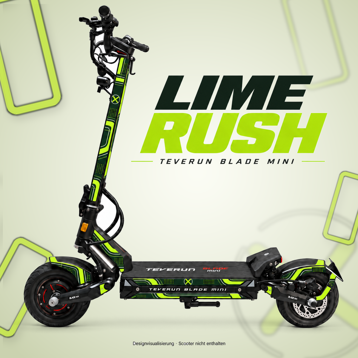 Teverun Blade Mini Skin LIME RUSH – Designvorschau mit Designname
