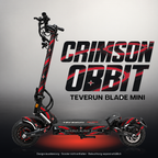 TEVERUN BLADE MINI / PRO / ULTRA SKIN | CRIMSON ORBIT – Studiofoto mit Licht in der Skinfarbe; Scooter und Beleuchtung separat erhältlich