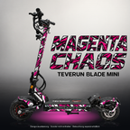 TEVERUN BLADE MINI / PRO / ULTRA SKIN | MAGENTA CHAOS – Studiofoto mit Licht in der Skinfarbe; Scooter und Beleuchtung separat erhältlich