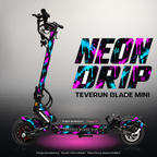 TEVERUN BLADE MINI / PRO / ULTRA SKIN | NEON DRIP – Studiofoto mit Licht in der Skinfarbe; Scooter und Beleuchtung separat erhältlich