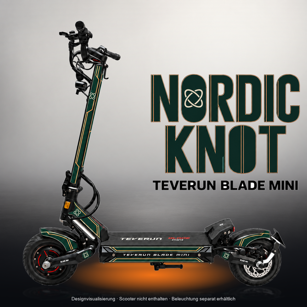 TEVERUN BLADE MINI / PRO / ULTRA SKIN | NORDIC KNOT – Studiofoto mit Licht in der Skinfarbe; Scooter und Beleuchtung separat erhältlich