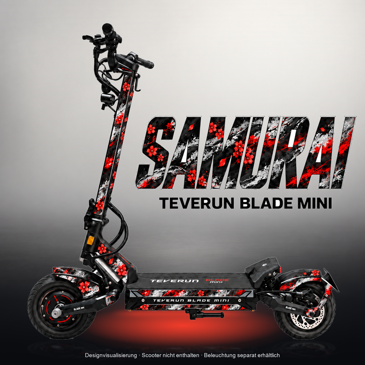 TEVERUN BLADE MINI / PRO / ULTRA SKIN | SAMURAI – Studiofoto mit Licht in der Skinfarbe; Scooter und Beleuchtung separat erhältlich