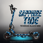 TEVERUN BLADE MINI / PRO / ULTRA SKIN | SAPPHIRE TIDE – Studiofoto mit Licht in der Skinfarbe; Scooter und Beleuchtung separat erhältlich