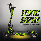 TEVERUN BLADE MINI / PRO / ULTRA SKIN | TOXIC GRID – Designvisualisierung mit Licht in der Skinfarbe; Scooter nicht enthalten, Beleuchtung separat erhältlich