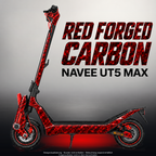 NAVEE UT5 MAX SKIN | RED FORGED CARBON – Designvisualisierung mit Licht in der Skinfarbe; Scooter nicht enthalten, Beleuchtung separat erhältlich