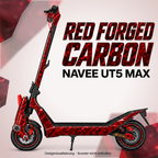 NAVEE UT5 Max Skin RED FORGED CARBON – Designvisualisierung. Reifenaufkleber separat erhältlich. Scooter nicht enthalten.