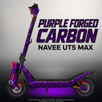 NAVEE UT5 MAX SKIN | PURPLE FORGED CARBON – Designvisualisierung mit Licht in der Skinfarbe; Scooter nicht enthalten, Beleuchtung separat erhältlich