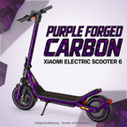 Xiaomi Electric Scooter 6 Skin PURPLE FORGED CARBON – Designvisualisierung. Reifenaufkleber separat erhältlich. Scooter nicht enthalten.
