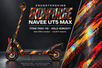 NAVEE UT5 MAX SKIN | IRONFORGE – Holo-Effekt simuliert; +24,99 EUR Aufpreis. Digitale Materialsimulation, keine physische Druckprobe. Nur Body-Skin; Trittbrett und Felgenaufkleber separat; Scooter nicht enthalten.
