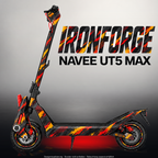 NAVEE UT5 MAX SKIN | IRONFORGE – Designvisualisierung im Studio-Look mit Licht in der Skinfarbe; Scooter nicht enthalten, Beleuchtung separat erhältlich