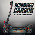 NAVEE UT5 MAX SKIN | SCHIMMER CARBON – Designvisualisierung im Studio-Look mit Licht in der Skinfarbe; Scooter nicht enthalten, Beleuchtung separat erhältlich