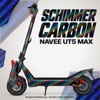 NAVEE UT5 Max Skin SCHIMMER CARBON – Designvisualisierung. Reifenaufkleber separat erhältlich. Scooter nicht enthalten.