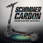 XIAOMI ELECTRIC SCOOTER 6 SKIN | SCHIMMER CARBON – Designvisualisierung im Studio-Look mit Licht in der Skinfarbe; Scooter nicht enthalten, Beleuchtung separat erhältlich