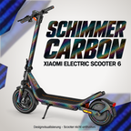 Xiaomi Electric Scooter 6 Skin SCHIMMER CARBON – Designvisualisierung. Reifenaufkleber separat erhältlich. Scooter nicht enthalten.