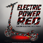 XIAOMI ELECTRIC SCOOTER 6 SKIN | ELECTRIC POWER RED – Designvisualisierung im Studio-Look mit Licht in der Skinfarbe; Scooter nicht enthalten, Beleuchtung separat erhältlich