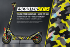 NAVEE UT5 MAX SKIN | YELLOW CYBER CAMOUFLAGE – Holo-Effekt simuliert; +24,99 EUR Aufpreis. Digitale Materialsimulation, keine physische Druckprobe. Nur Body-Skin; Trittbrett und Felgenaufkleber separat; Scooter nicht enthalten.