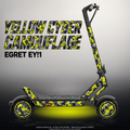 EGRET EY!1 SKIN | YELLOW CYBER CAMOUFLAGE – Designvisualisierung mit Licht in der Skinfarbe; Scooter nicht enthalten, Beleuchtung separat erhältlich