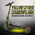 XIAOMI ELECTRIC SCOOTER 6 SKIN | YELLOW CYBER CAMOUFLAGE – Designvisualisierung mit Licht in der Skinfarbe; Scooter nicht enthalten, Beleuchtung separat erhältlich