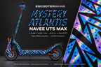 NAVEE UT5 MAX SKIN | MYSTERY ATLANTIS – Holo-Effekt simuliert; +24,99 EUR Aufpreis. Digitale Materialsimulation, keine physische Druckprobe. Nur Body-Skin; Trittbrett und Felgenaufkleber separat; Scooter nicht enthalten.