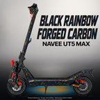 NAVEE UT5 MAX SKIN | BLACK RAINBOW FORGED CARBON – Designvisualisierung mit Licht in der Skinfarbe; Scooter nicht enthalten, Beleuchtung separat erhältlich