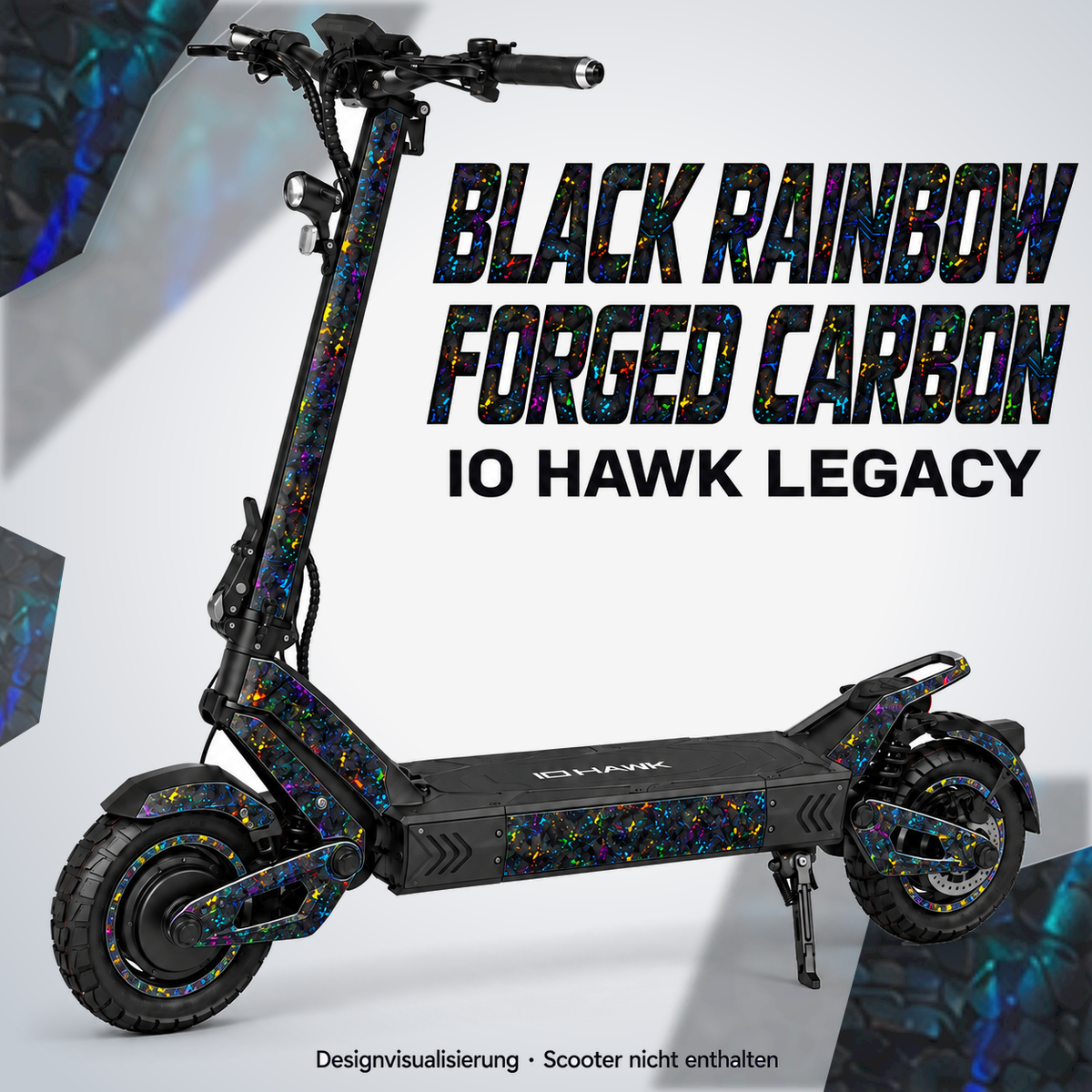 IO HAWK Legacy BLACK RAINBOW FORGED CARBON. Reifenaufkleber separat erhältlich.