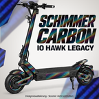 IO HAWK Legacy Skin SCHIMMER CARBON – Designvisualisierung. Reifenaufkleber separat erhältlich. Scooter nicht enthalten.
