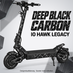 IO HAWK Legacy Skin DEEP BLACK CARBON – Designvisualisierung. Reifenaufkleber separat erhältlich. Scooter nicht enthalten.