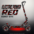 YADEA ELITEPRIME SKIN | ELECTRIC POWER RED – Designvisualisierung im Studio-Look mit Licht in der Skinfarbe; Scooter nicht enthalten, Beleuchtung separat erhältlich