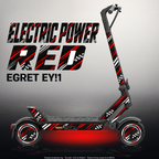 YADEA ELITEPRIME SKIN | ELECTRIC POWER RED – Designvisualisierung im Studio-Look mit Licht in der Skinfarbe; Scooter nicht enthalten, Beleuchtung separat erhältlich